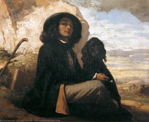Self-portrait With Black Dog — Gustave Courbet, Realism