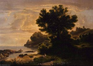 Landscape With Family By Lake — Robert Seldon Duncanson