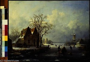 Skaters In A Frozen Winter Landscape — Андреас Шелфхаут