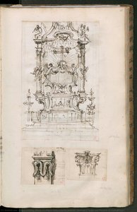 Study For Altare Della Cappella Della Ss. Sindone A Torino And Pensieri Su Capitelli Vol2 — Filippo Juvarra, Baroque