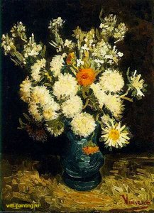 Flowers In A Blue Vase — Vincent Willem Van Gogh, Post-impressionism