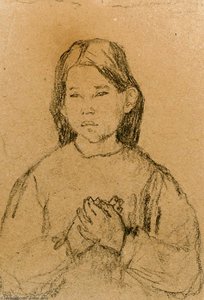 Half Length Of A Girl With Clasped Hands — Gwen John