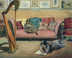Interior With Harp — Henri Lebasque