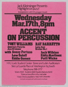 Flyer Advertising An Evening Of Jazz At Nyu Loeb Student Center — Jack Kleinsinger, Jazz Promotion Flyer