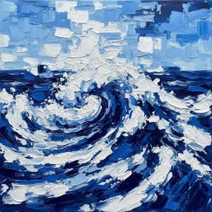 Eternal Surge: A Monumental Study Of Cobalt Tides And Sculptural Sea Foam — Christian Noiret