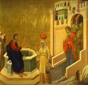 Maestó (back, Predella), Jesus And The Samaritan Woman — Duccio Di Buoninsegna, Gothic Art