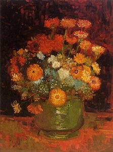 Vase With Zinnias — Vincent Willem Van Gogh, Post-impressionism