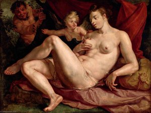 Vénus Et L'amour Épiés Par Un Satyre, Dit Autrefois Jupiter Et Antiope Alternative Title(s) Jupiter Et Antiope — Hendrik Goltzius, Baroque