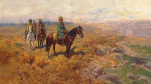 Caucasian Armed Horsemen On Patrol — Franz Roubaud