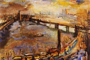 Londres, Vue Large De La Tamise I,london, Broad Sight Of The Thames I, Huile Sur Toile, — Oskar Kokoschka, Expressionism