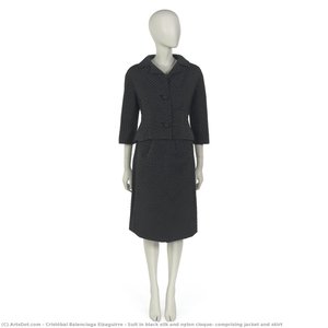 Suit In Black Silk And Nylon Cloque, Comprising Jacket And Skirt — Cristóbal Balenciaga Eizaguirre, Surrealism