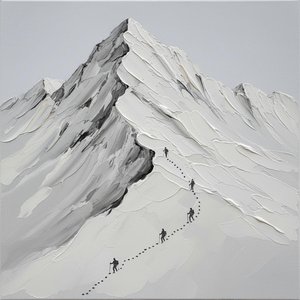 Monolithic Silence: A Sculptural Study Of Eternal Glacial Peaks And Solitary Ascent — David Moreau, Contemporary Abstract
