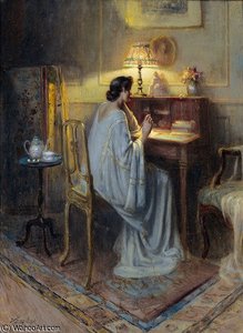 Interieur Mit Dame Am Schreibpult — Delphin Enjolras