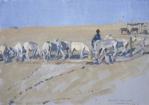 Allenby's White Mice Feeding The Pack Donkeys Desert Corps Hq — Thomas Cantrell Dugdale