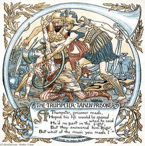 The Trumpeter Taken Prisoner — Walter Crane, Victorian Illustration
