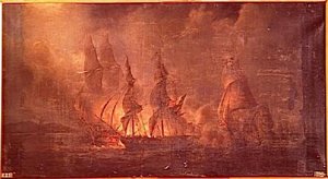 COMBAT DE LA FREGATE FRANCAISE LA SIRENE CONTRE UNE DIVISION ANGLAISE.22 MARS 1808