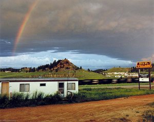 B And R Village Mobile Home Park And Burlington Northern Coal Train. June 1984, From The Series Colstrip, Montana 1982 1985 — David T Hanson