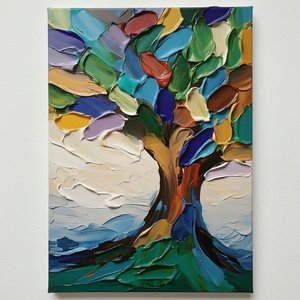 Ethereal Canopy In Sculptural Relief: A Spontaneous Symphony Of Impasto Color — Christian Noiret, Contemporary Abstract Painting