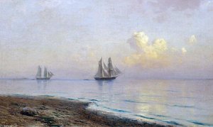 Seascape With Sailboats — Lef Feliksovich Lagorio