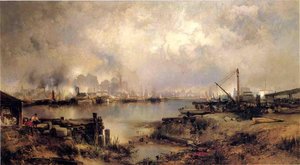 Lower Manhattan From Communipaw, New Jersey — Thomas Moran