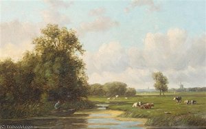 Cows In A Summer Landscape — Willem Vester