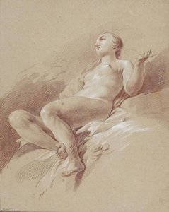 Naked Young Woman Sat on Rocks