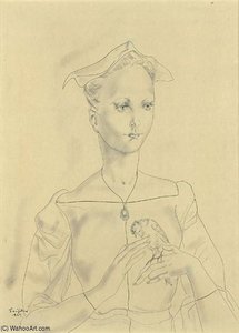Jeune Fille A L'oiseau — Léonard Tsuguharu Foujita