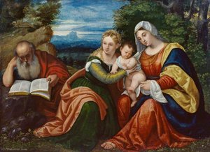 Virgin And Child With Saint Catherine And Saint Jerome In A Landscape — Polidoro Da Lanciano