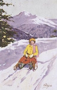 Young Woman Tobogganing