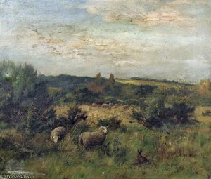 Landscape With Sheep And Rabbit — Claude Cardon