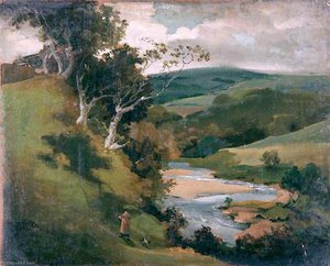 Landscape With A River In Hilly Country — Joseph Clover, Romanticism