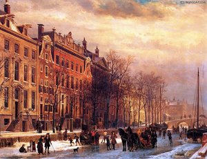 Cornelis View On Heerengracht In Amsterdam Sun — Cornelius Springer, Romanticism