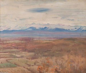 A View Of The Pyrenees From Pau — Sir Alfred James Munnings