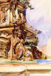 The Great Fountain Of Bologna — John Singer Sargent, Impressionistic Watercolor