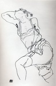 Reclining Model In Chemise And Stockings — Egon Schiele