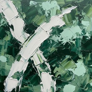 Fragmented Verdant Echoes In A Monumental Gesture Of White Impasto Chaos — Christian Noiret, Contemporary Abstraction