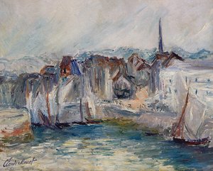 Boats In The Port Of Honfleur — Claude Monet, Impressionist Painting