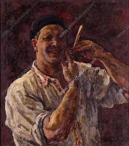 Self-portrait With A Razor — Pyotr Konchalovsky
