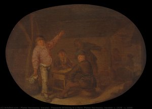 Peasants Drinking in a Barn, Pieter Hermansz. Verelst, c. 1628 - c. 1650