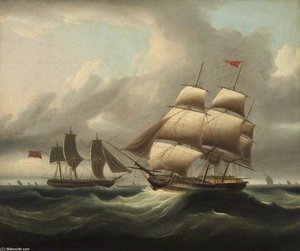 A Merchantman Hove To, With A Pilot Cutter Going Off — Thomas Luny