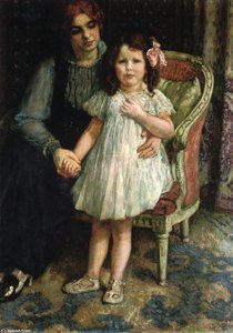 Portrait Of Madame Goldner=max And Her Daughter Juliette — Theo Van Rysselberghe