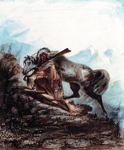 An Indian With The Scalp Lock Of His Enemy — Alfred Jacob Miller