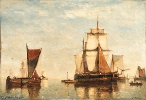 The Return Of East Indiaman At Antwerp — Paul Jean Clays