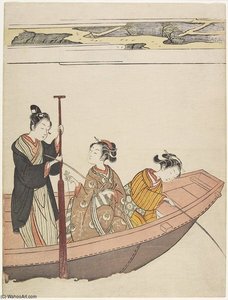 Fishing Near Mimeguri Shrine On The Sumida River — Suzuki Harunobu
