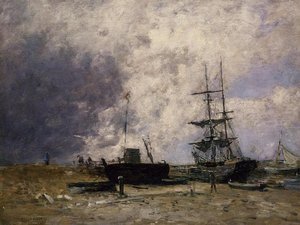 The Trouville Coastline, Low Tide — Eugène Louis Boudin