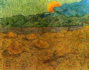 Landschaft Zum Abend Mit Aufsteigendem Mond — Vincent Willem Van Gogh, Post-impressionismus