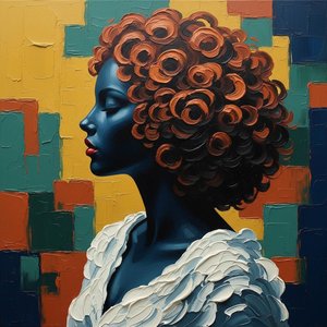 Monolithic Profile In Cobalt And Copper Amidst A Geometric Mosaic Of Eternal Silence — Christian Noiret