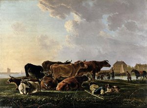 Landscape With Cattle — Jacob Van Strij Dordrecht, Dutch Golden Age Landscape