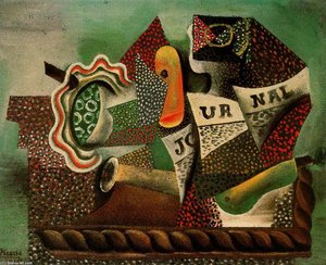 Stillleben Mit Früchten, Kelch Und Zeitung — Pablo Picasso