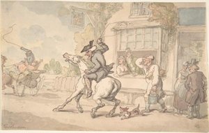 Dr. Syntax With A Balky Horse Before An Inn — Thomas Rowlandson